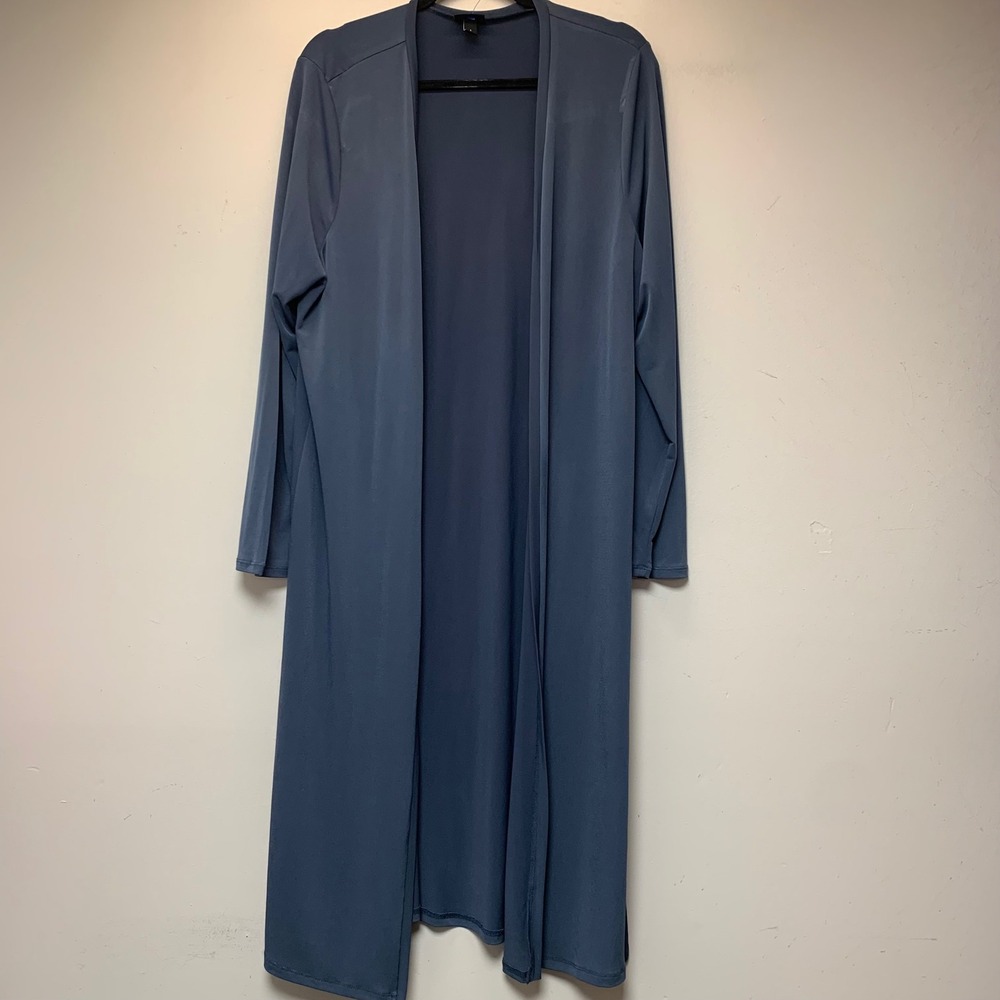Torrid Duster Cardigan Womens 1 Slate Blue Excellent Longline Open Front Slits